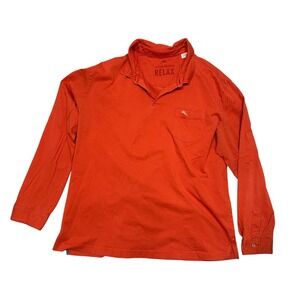 Tommy Bahama Mens Size XL Long Sleeve Polo Shirt Orange Relax Cotton Golf Casual
